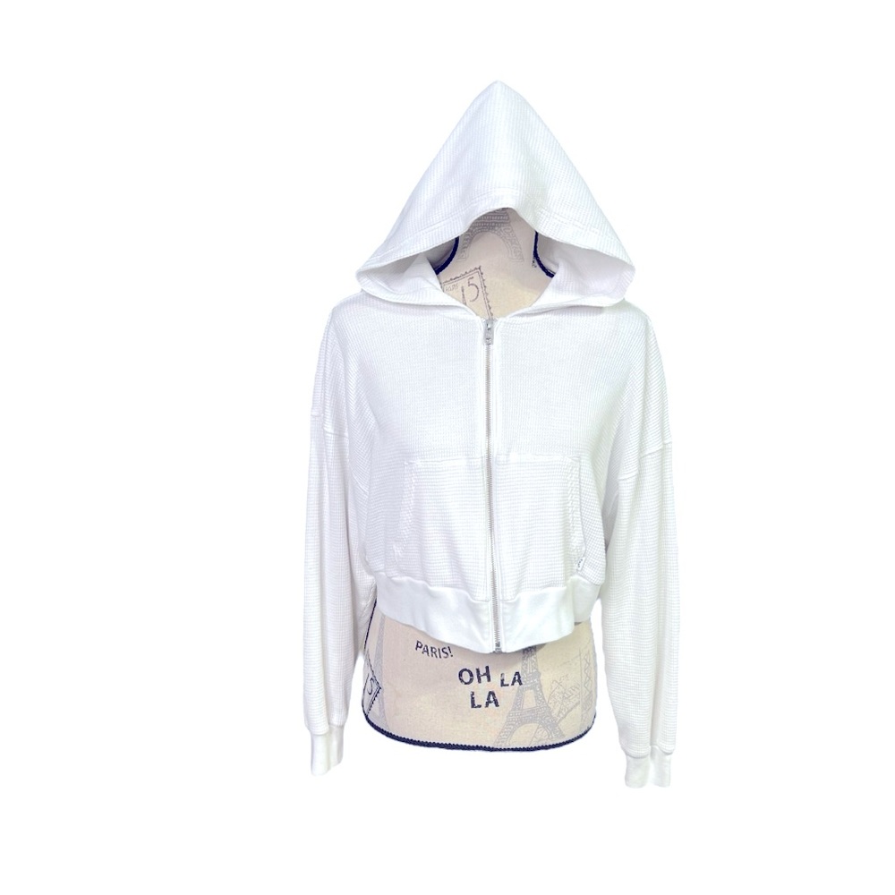 TNA White Cropped Hoodie